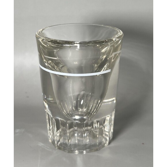 Vintage Clear Glass Shot Glass 2oz Heavy Bottom White Stripe Barware 3 inch Tall - Picture 2 of 5